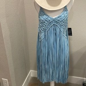 NWT Boston Proper Blue Fringe Dress